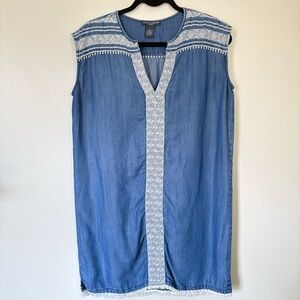 Chelsea & Theodore | Lace Denim Dress, Size Small